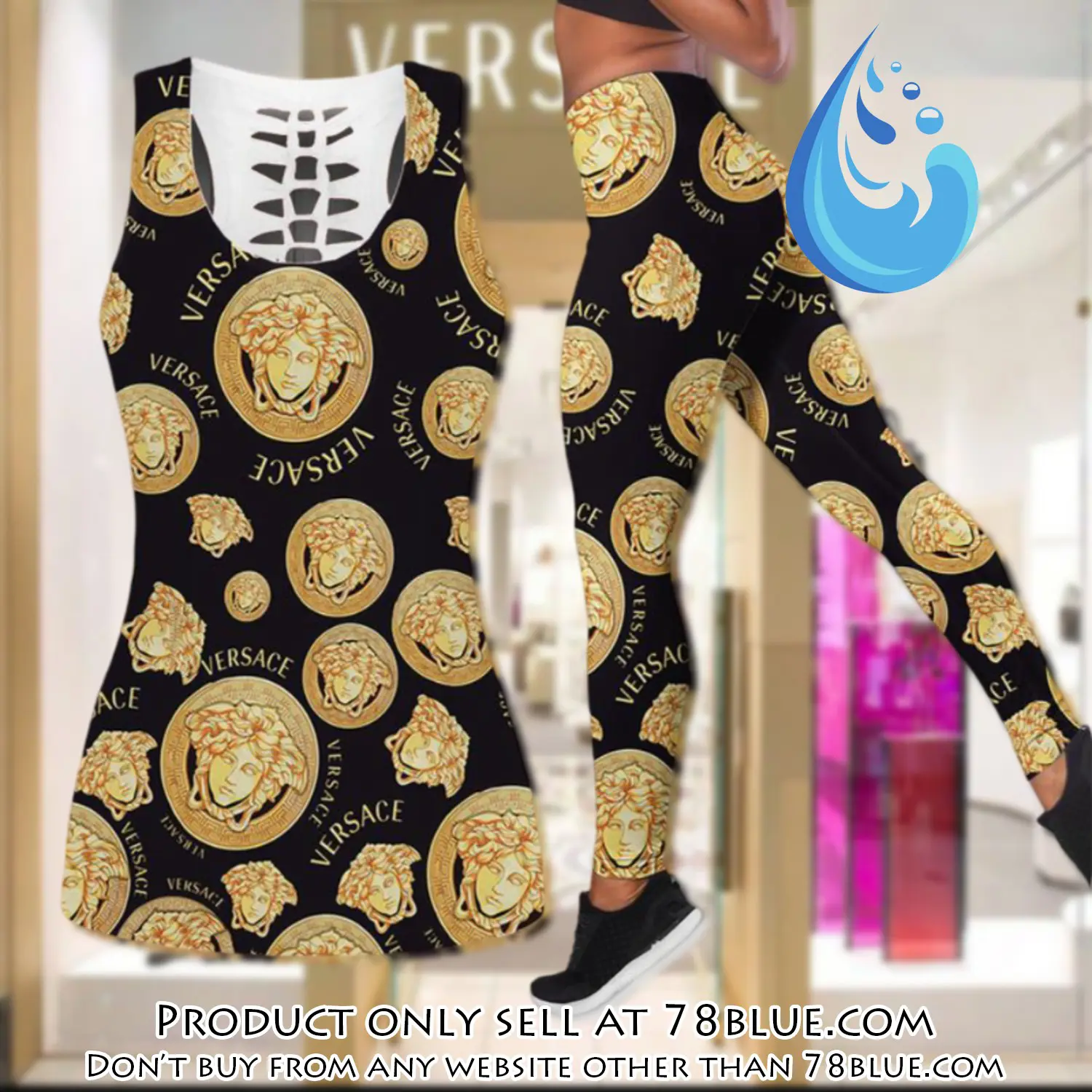 Gianni versace tank top leggings set luxury brand for women yoga gym 78b0947723